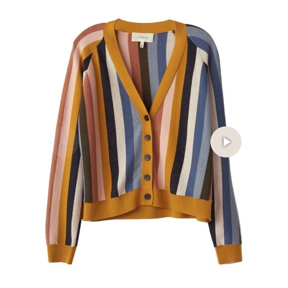 THE GREAT Sweater Womens Size 2 M The Boxy Cardigan Striped Manst BNIB NWT $325 - Picture 2 of 7
